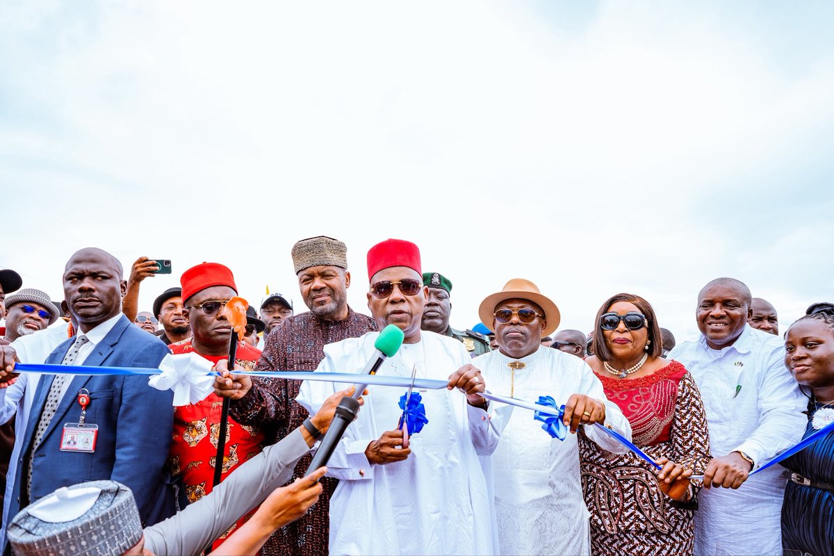 officialSKSM's tweet photo. The Vice President, Senator @KashimSM, has said the administration of President @officialABAT is deliberately spreading infrastructure and economic opportunities beyond major cities to reduce congestion, expand jobs and promote balanced national development across Nigeria.

This, he noted, is driven by the administration’s conviction that such state-driven projects are consistent with the Renewed Hope Agenda’s push to expand security, welfare and economic opportunity beyond the centre.

Senator @KashimSM stated this on Thursday while inaugurating the Elele-Umudioga-Egbeda-Ubimini-Akpabu-Ikiri-Omoku Dual Carriageway in Rivers State on behalf of President @officialABAT.

The 33.5-kilometre road runs through Ikwerre, Emohua and Ogba/Egbema/Ndoni local government areas of the state, connects communities along an important agricultural, commercial and oil and gas corridor leading towards Omoku, widely regarded as the state’s “Gas City.”

“A nation becomes congested when opportunity is congested. People move because roads, markets, jobs and services have not moved far enough towards them,” the Vice President stated.

He said roads are among the most democratic instruments of development, noting that they connect farmers to markets, workers to jobs, students to schools and patients to healthcare.