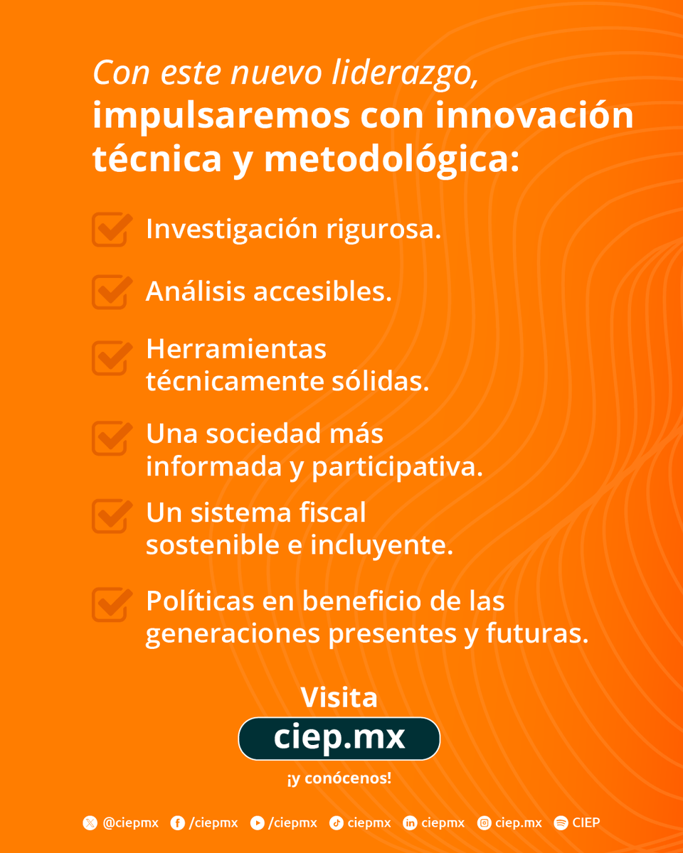 ciepmx's tweet photo. En el  #CIEP renovamos liderazgos.

En la Dirección ejecutiva, Judith Senyacen Méndez Méndez; José Luis Clavellina Miller como Economista en jefe, y Sunny Arely Villa Juárez como Directora de fortalecimiento y administración.

💡Seguiremos trabajando para el debate de políticas públicas a favor de un sistema fiscal sostenible e incluyente; la promoción de una sociedad más informada y participativa, en beneficio de las generaciones presentes y futuras.

Continuaremos dando impulso a la innovación tecnológica y metodológica en el análisis de las finanzas públicas de nuestro país.

Visita https://t.co/sXnlHYMAHA ¡y conócenos!

#FinanzasPúblicas #SostenibilidadFiscal