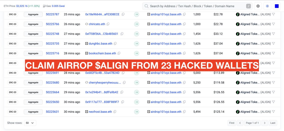 trangchongcheng's tweet photo. Claim airdrop $ALIGN trên 23 ví bị hacked

Danh sách ví bị hacked gửi mình claim thành công airdrop $ALIGN mình để bên dưới đây, ae liên hệ mình hoặc mình nhắn tin lại anh em để gửi token.

0xd834....5740938
0x9117....8F989F7
0x1e29....fFa9b42
0xc87a....21E356F
0x682F....a47B24D
0xff20....18652f4
0x817f....9A0fa03
0x988b....7478A95
0xf708....b485601
0x5258....c52D2E6
0x18e9....E308ECE
0x1F6f....259eA48
0x2eBB....904B7e7
0x2eBB....904B7e7
0xF690....7A3003F
0x909a....9879D79
0xF454....53c862E
0x892a....3373847
0x743b....7Db7bF3
0x9835....0980c1f
0x03e1....027741A
0x1A70....0e1cC37
0x48f8....1623350
0xa028....DA178dC

Airdrop nước mưa nên hơi lỏ, có ae nào bú không 😀