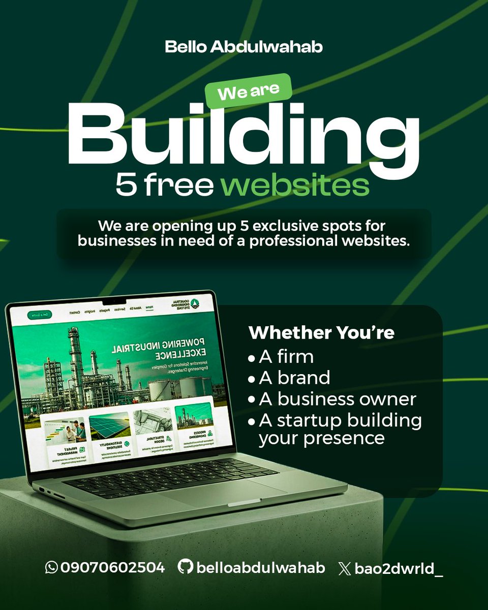 bao2dwrld_'s tweet photo. 🚀 YOUR OPPORTUNITY TO OWN A PROFESSIONAL WEBSITE 

Let’s build something great together🤝

Send a dm now or visit:
https://t.co/S9IdnWzs50

#WebDevelopment #WebDesign #SmallBusiness #BusinessOwners #Startups #WebsiteDesign #DigitalPresence #Brands https://t.co/3MRn4MZZlo