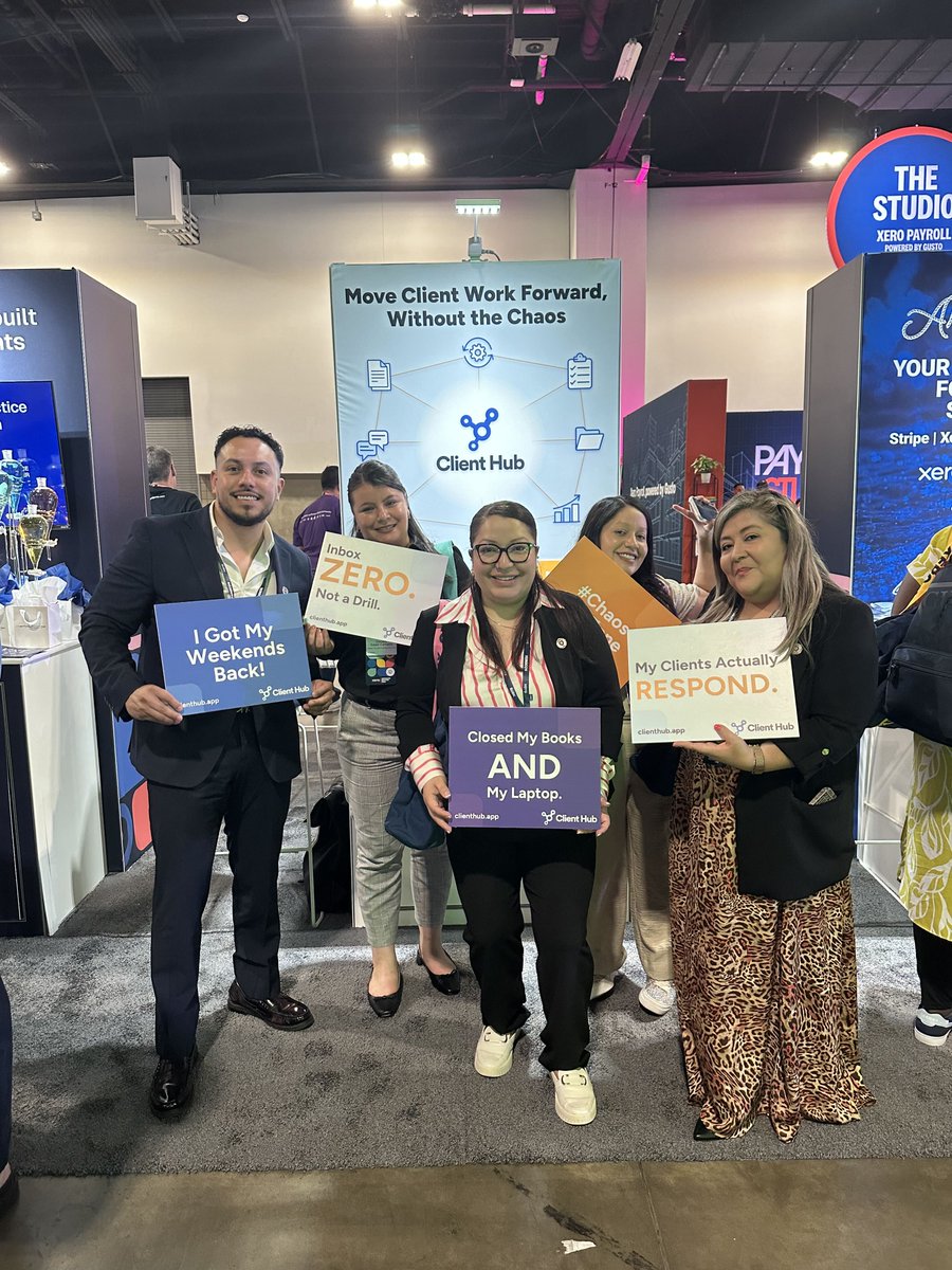 ClientHubApp's tweet photo. Final day at Xerocon 2026! 🎉 Great catching up with the Latino Tax and Express Services team, Client Hub customers since early 2024. Miguel Govea Salazar: "We absolutely love Client Hub and so do our clients!" 🙌 #ClientHub #Xerocon2026 https://t.co/F08Y7Nijjk