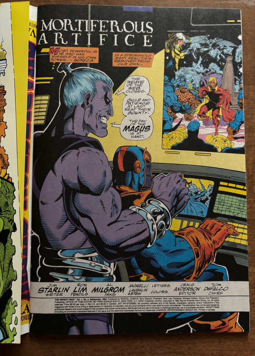 CanaDaBear1701's tweet photo. And ala yesterday's issues here are the triptych foldout covers for issues 4-6 of Infinity War. Gorgeous stuff.
And because I've been enjoying @MonarchDafey's Splash Page of the day feature, I'm including the splash for issue #4.
#MyComics
@Comicmandan3 @The_Hobbyverse https://t.co/N8nhWQtwXr