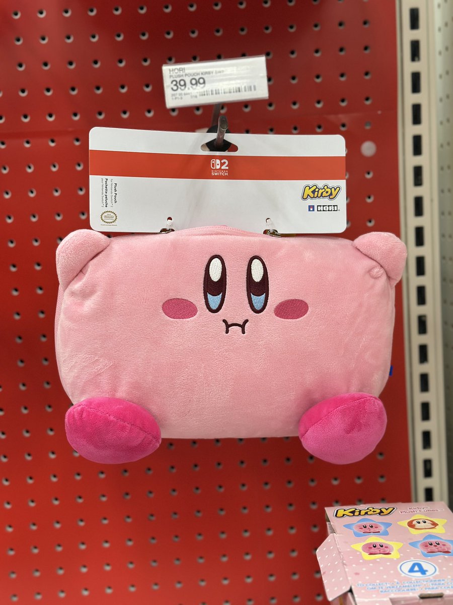 KirbyInformer's tweet photo. HORI’s new Kirby Nintendo Switch 2 Plush Pouch is now available in stores at Target! Be sure to check your local Target stores to see if they have it in stock! ✨ https://t.co/bVw6fEosGj