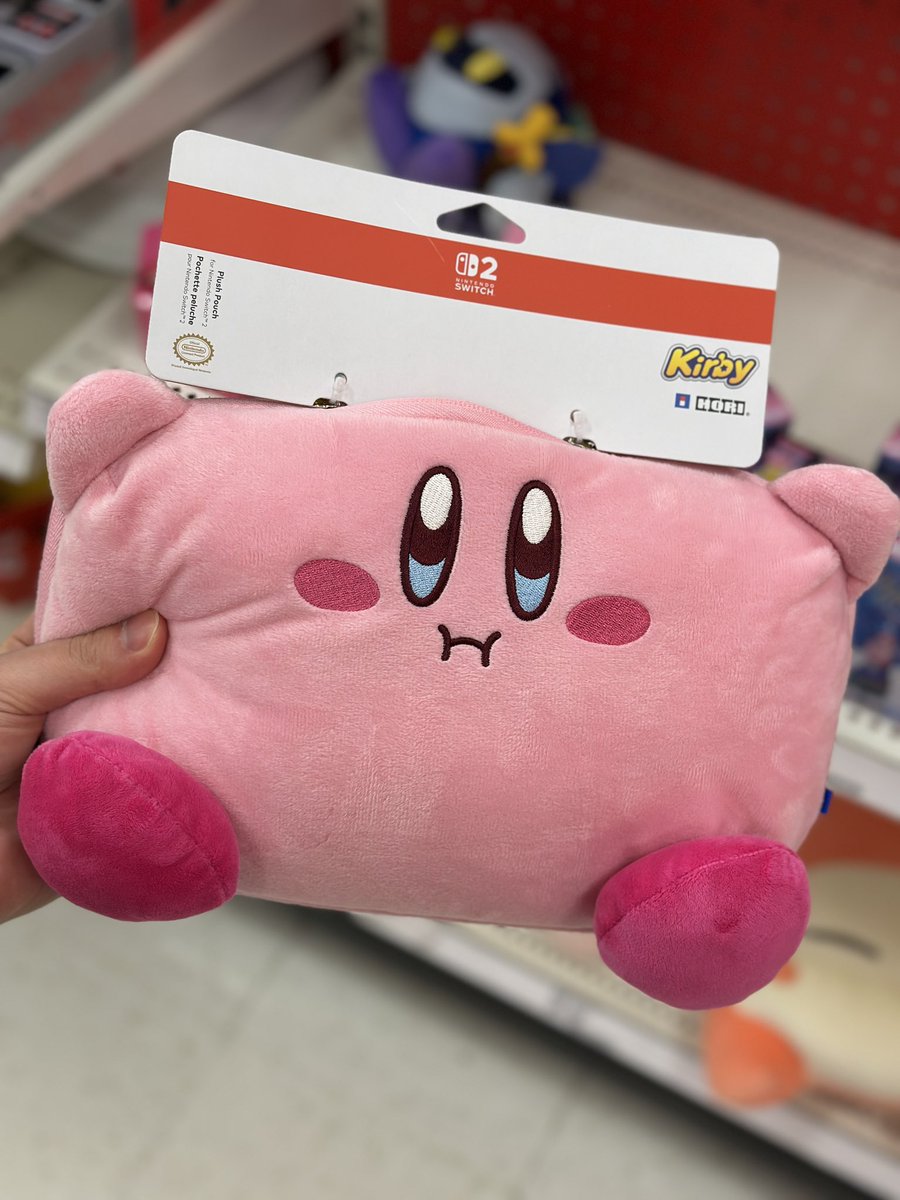 KirbyInformer's tweet photo. HORI’s new Kirby Nintendo Switch 2 Plush Pouch is now available in stores at Target! Be sure to check your local Target stores to see if they have it in stock! ✨ https://t.co/bVw6fEosGj