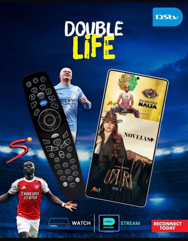 NuelMans's tweet photo. Double the entertainment. Double the fun! ๐บ๐ฅ
Watch your favourite shows, movies and live entertainment anywhere, anytime with DStv Stream, or enjoy it from the comfort of home on your DStv Decoder.
Itโs the double life with DStv! ๐๐ฑ๐บ
#BBNaija #ItsOnDStv #DStvStream https://t.co/LLNwZumeLi