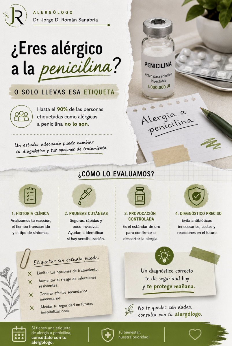 DrJorgeRoman's tweet photo. ¿Alergia a la penicilina o solo una etiqueta? 💊

Un estudio alergológico adecuado puede marcar la diferencia.

#Alergología #AlergiaAMedicamentos #Penicilina https://t.co/AdiLWaWg5w