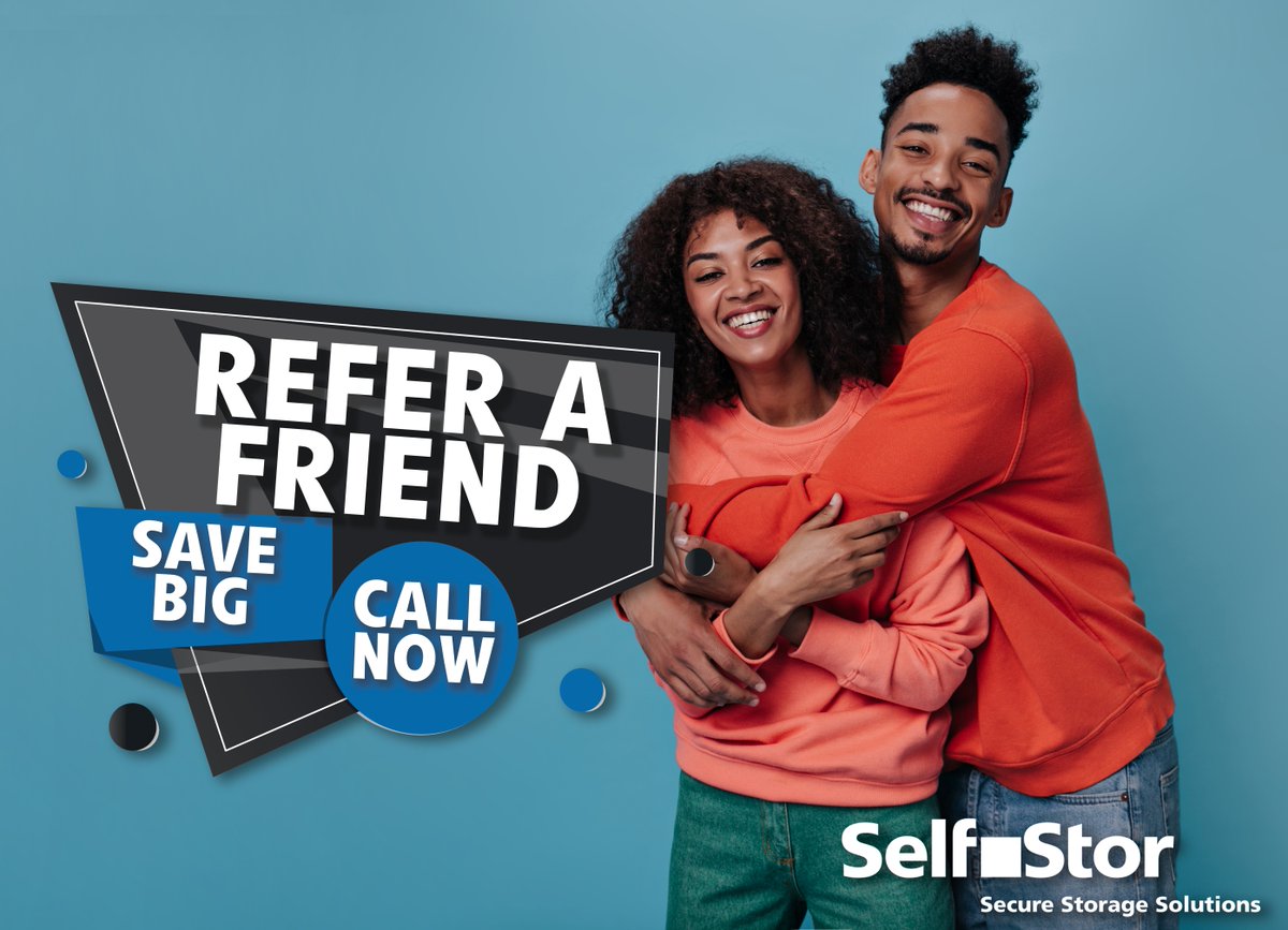 selfstor1's tweet photo. Refer a friend and save big! 🎉 When you share the love, you both benefit! Visit https://t.co/AE8RZ5LnKi for details and start saving today. 🏷️💰 #ReferAFriend #Savings #SelfStorage #SaveBig https://t.co/Ya5u6aWU2j
