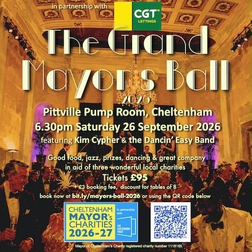 ItsaDigital's tweet photo. ** Book Your Tickets for the Grand Mayor's Ball 2026 **
Saturday 26 September in the glorious setting of Cheltenham's historic Pittville Pump Room. Delicious three course meal and music from Kim Cypher and her jazz quartet.
Book now while tickets last 👇
https://t.co/r5d2q4i4ya https://t.co/KSADzIzIoK