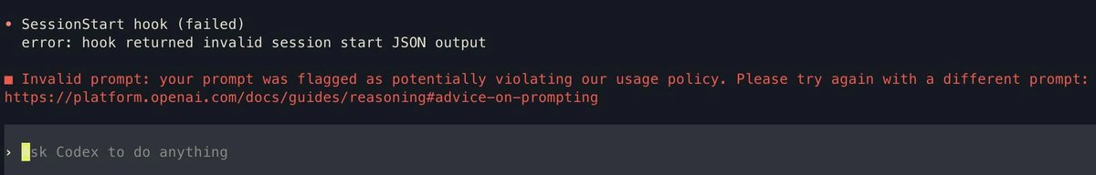 nhoxbinz's tweet photo. @thsottiaux what is this? i’m working and receiving this message and i can’t work anymore? answer me, @thsottiaux ! https://t.co/9ILLNwGcHp