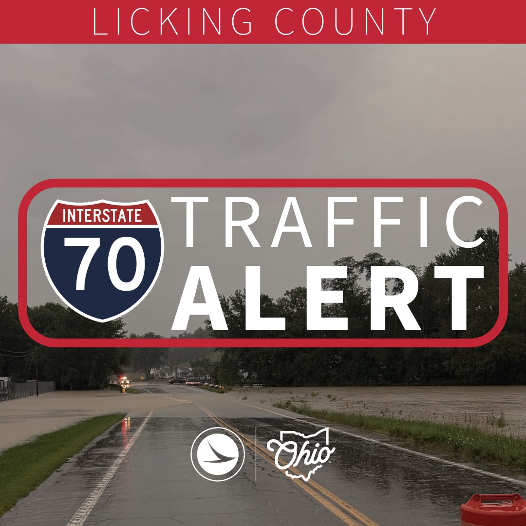 ODOT_EastCenOH's tweet photo. LICKING COUNTY: The eastbound off ramp from I-70 to SR 79 is closed due to high water. We are continuing to monitor the rising water levels in the Buckeye Lake area and their potential impact to I-70 this evening and into tomorrow. Turn around, don't drown. https://t.co/pKTkR8FZZq