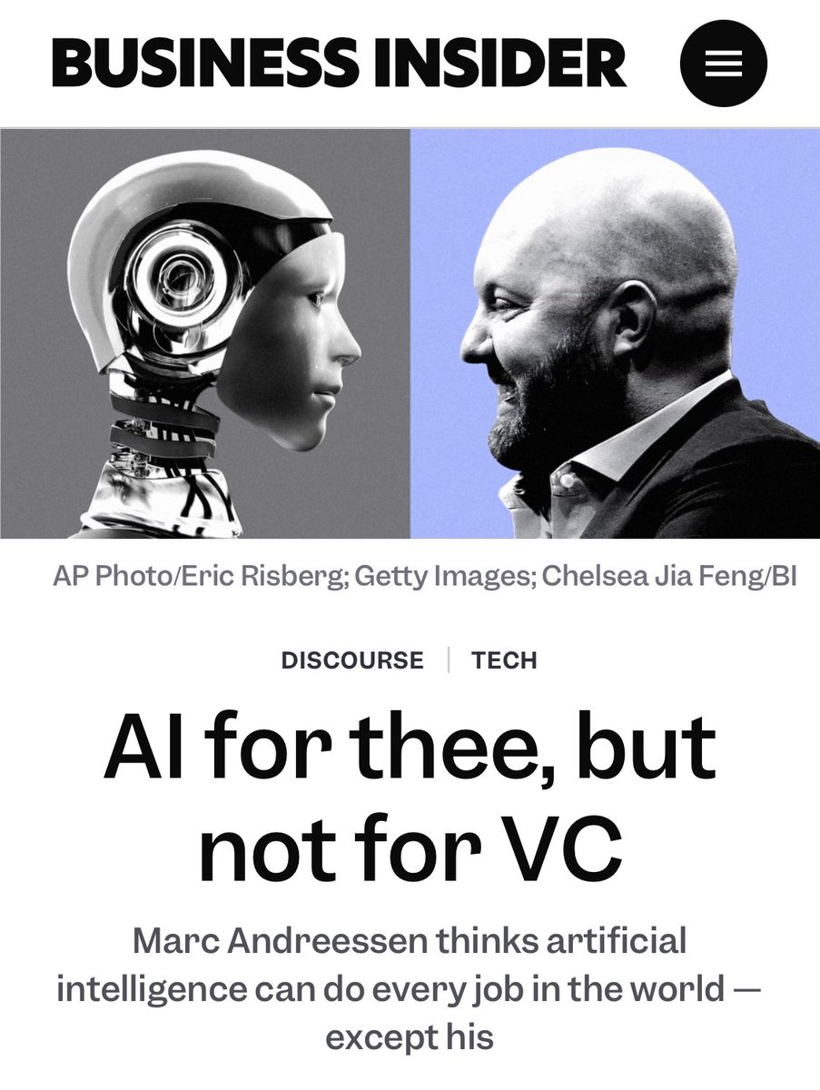 emeriticus's tweet photo. Everybody apparently forgot how guys like Marc Andreessen bragged that AI would replace everyone’s job except their own and now they’re like, wait why are you all mad? Just let us build the data centers that we said will dispossess you but not me. Why are you mad? https://t.co/Ek80AhMdWx