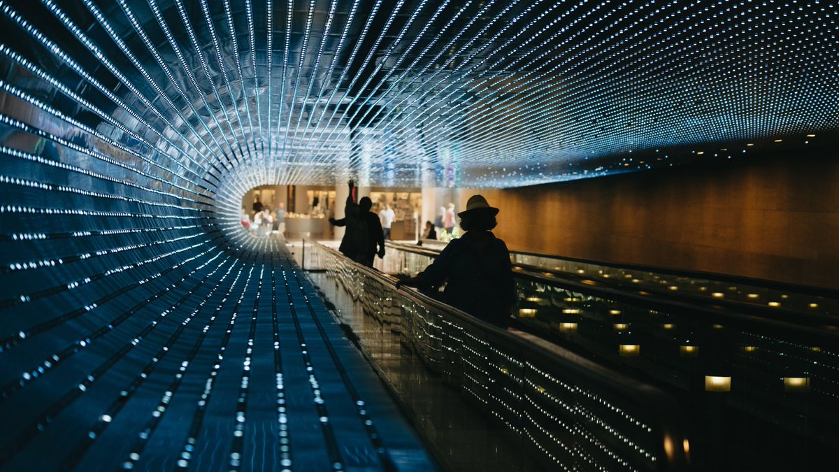 washingtondc's tweet photo. Step into another dimension at the National Gallery of Art. ✨🌀

The 'Multiverse' transforms the underground walkway between the East and West Buildings into a mesmerizing tunnel of light, motion and color. 💫

🔗: https://t.co/LbDRHO8XWO

📸: @washingtondc #Only1DC https://t.co/PrjgHLS6Ph