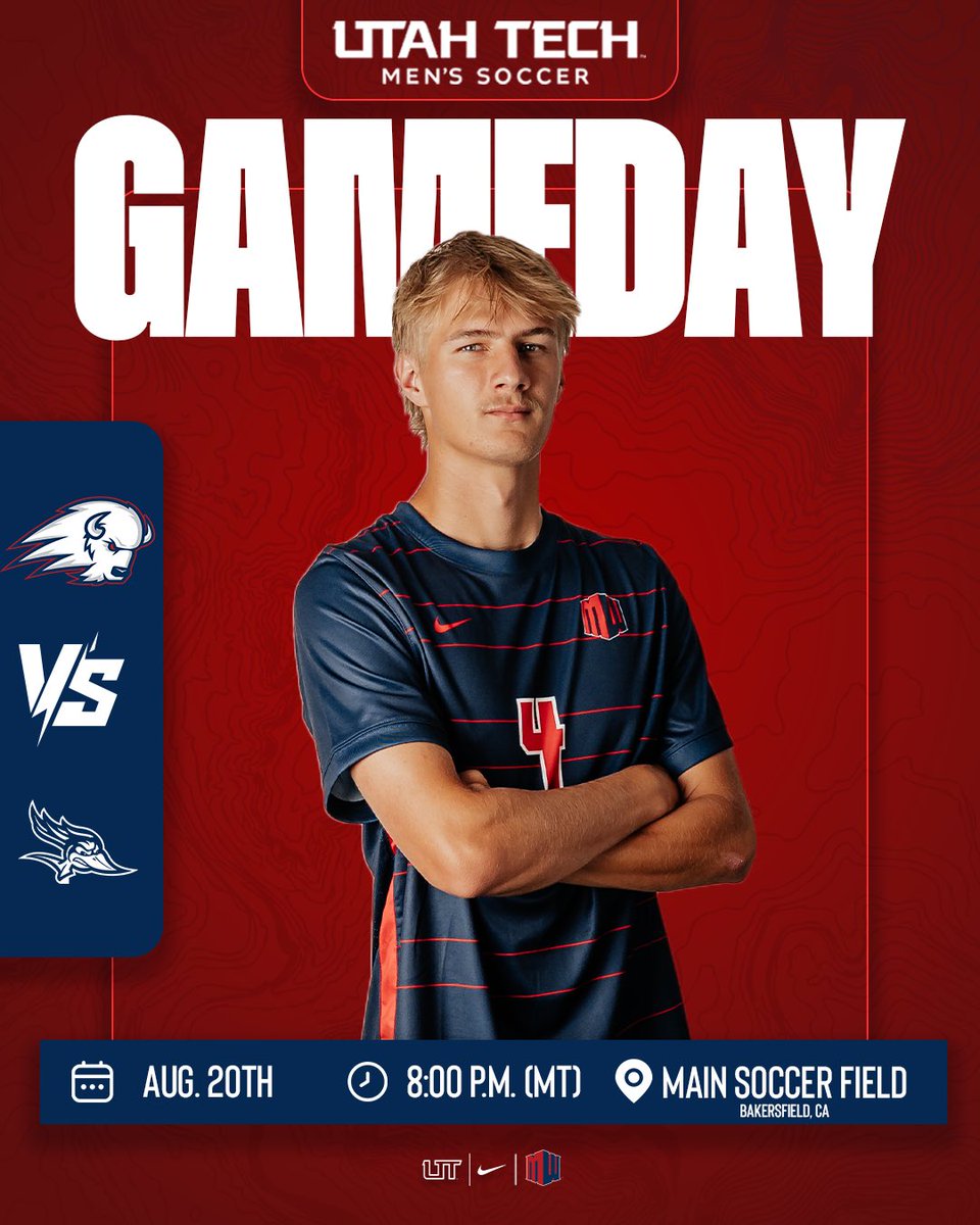 UtahTech_MSOC's tweet photo. For the first time in 2026, ITโS GAMEDAY!
๐ @csub_msoccer
โฐ 7 p.m. PST / 8 p.m. MST
๐๏ธ Main Soccer Field
๐ Bakersfield, CA
๐บ ESPN+
๐ https://t.co/bxqoch9g8e
#UtahTechisHere | #MWMSOC https://t.co/As74Waeq4D