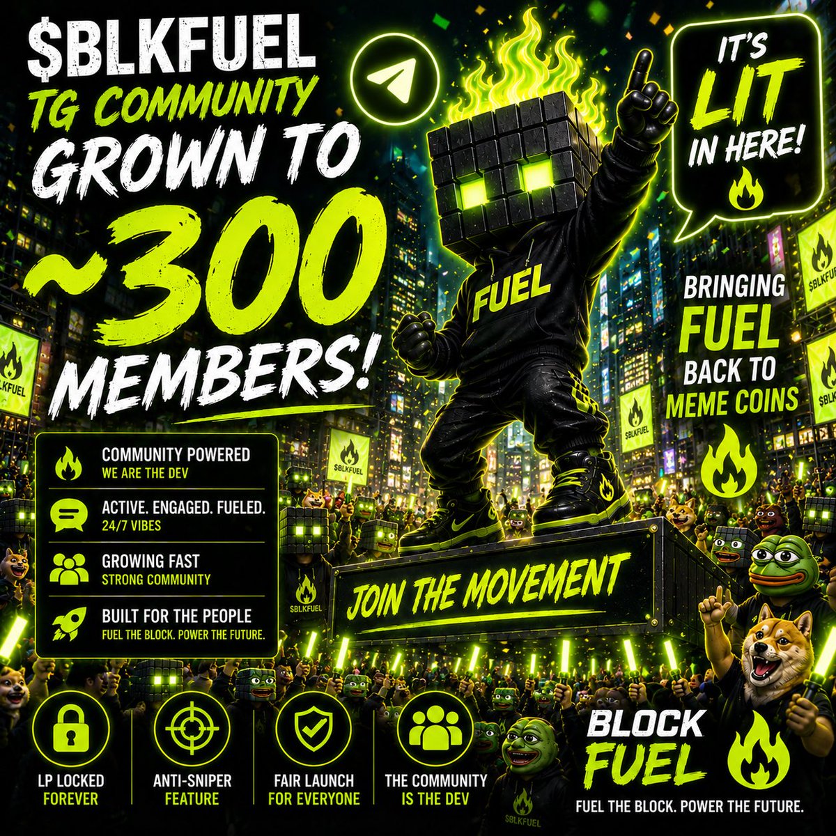 4BlockFuel's tweet photo. Remember when meme coin communities were actually FUN? 🔥

The raids. The memes. The contests. The energy. The community actually showing up.

We brought it back. ⛽🔥

Almost 300 strong and growing before launch. Come see what all the buzz is about. 👀

$BLKFUEL — THE COMMUNITY IS THE DEV.https://t.co/xO60K2nw6q