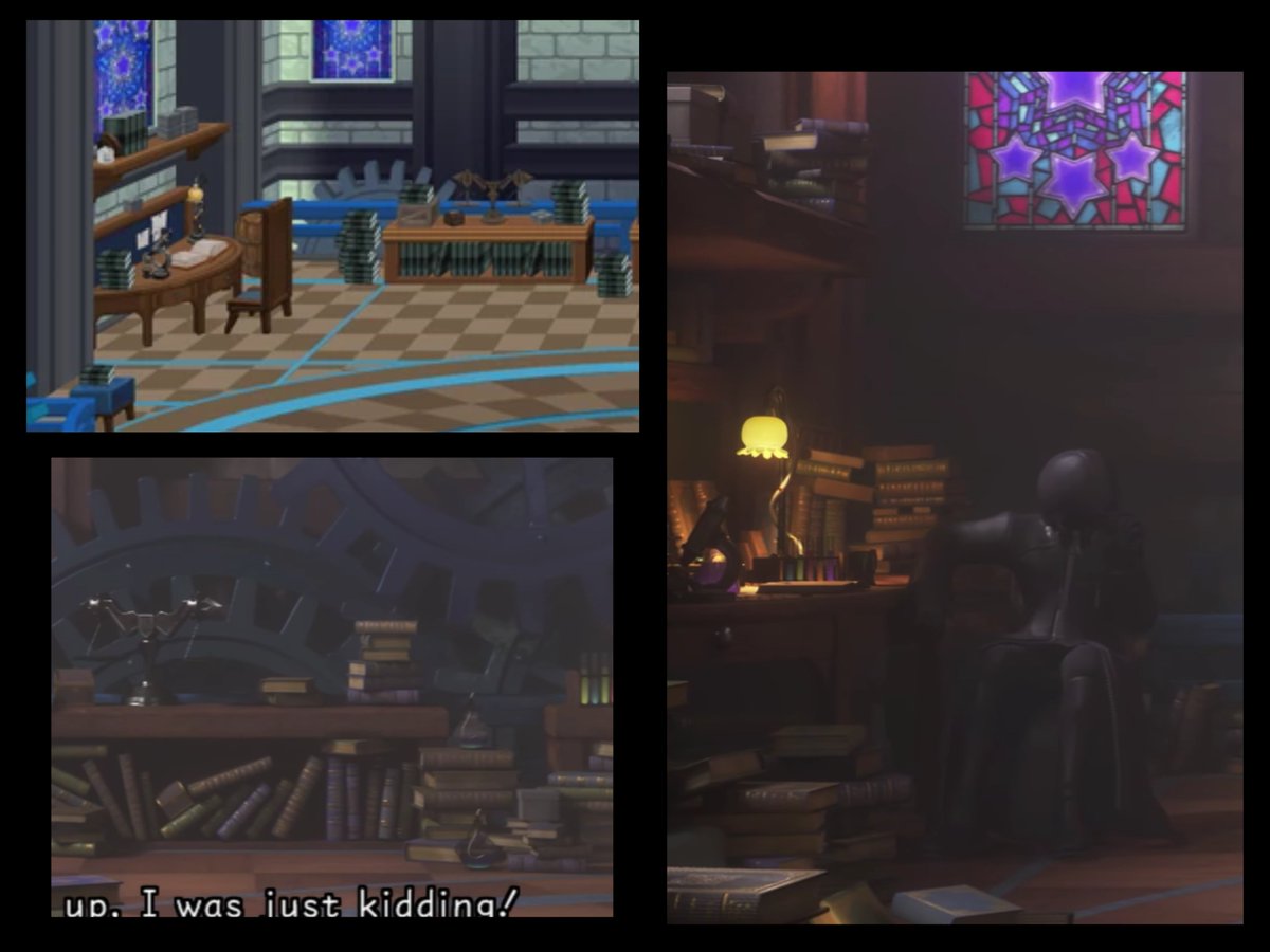 ghoultune's tweet photo. this frame reminds me of how unhinged his study looks in back cover compared to khux, with all the books haphazardly thrown to the side and even a couple flasks just left on the floor.. that + his theme do a really good job of characterizing how turbulent he is beneath the facade https://t.co/CPfBfbBfKt