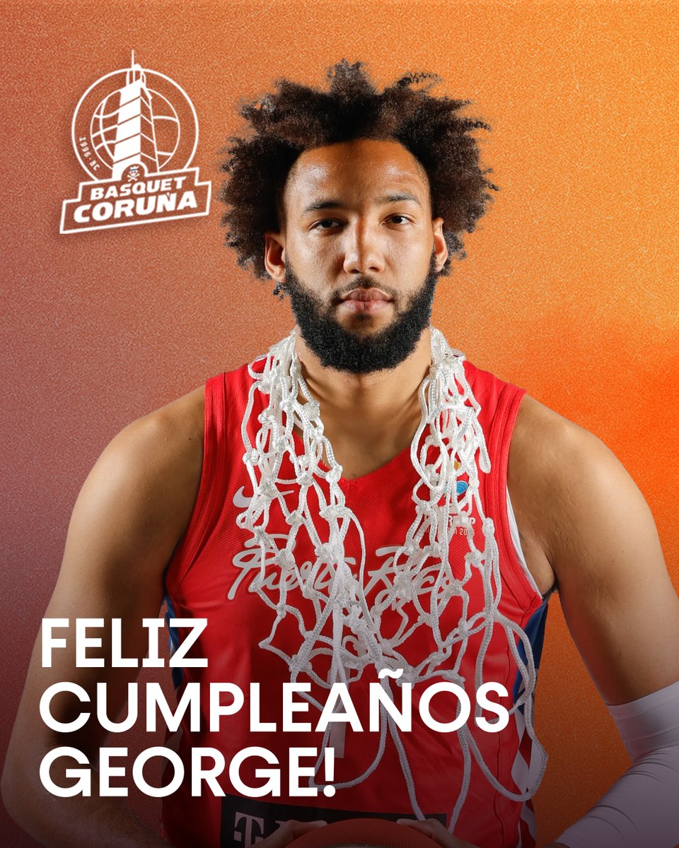 basquetcoruna's tweet photo. Una de las torres del equipo está de cumpleaños, @george_conditt sopla 26 velas! 🥳🎂

Felicidades! Ya queda menos para verte de naranja en el Coliseum! 🧡 https://t.co/qCB4f2QAD3