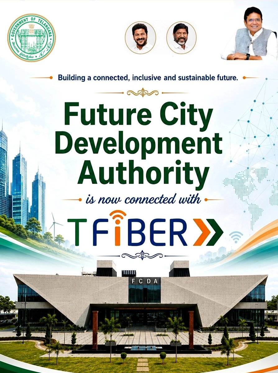 tfiberofficial's tweet photo. Connectivity is the foundation of every future-ready city 📶
The Future City Development Authority Building now connected with T-Fiber🚀
Telangana takes another step towards a smarter and more connected future⚡
#FutureCity #TFiber #DigitalTelangana
#TFiber #ConnectedTelangana
@MdTfiber @anudeepd7
@OffDSB @TelanganaCMO