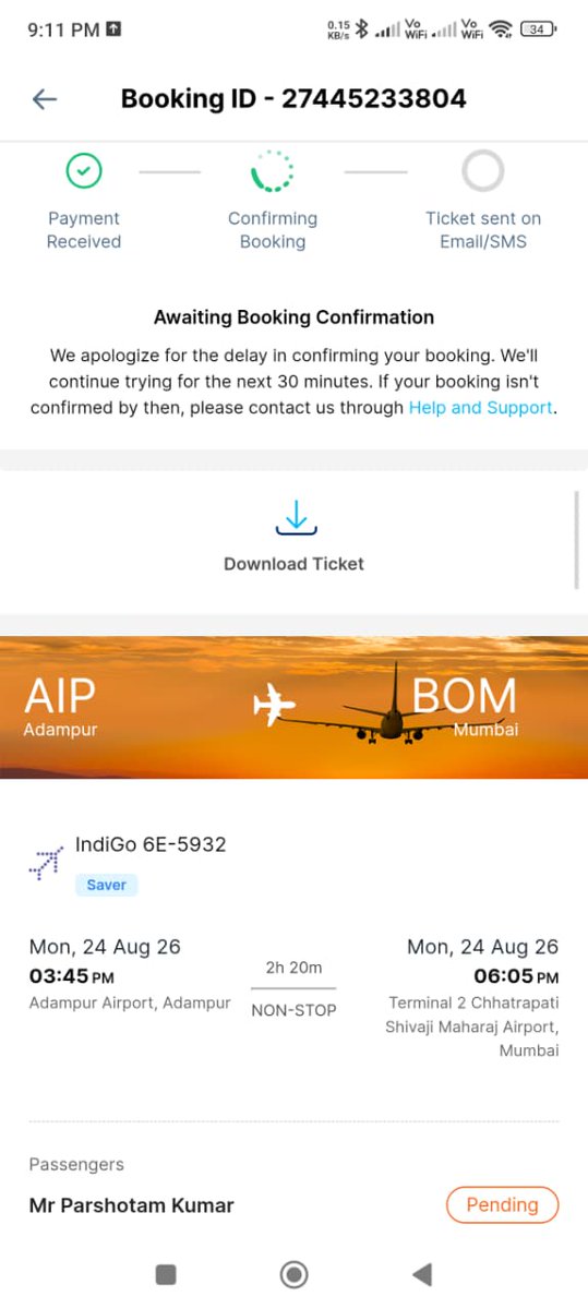 harshalsortey's tweet photo. Hi @Paytmcare, refer to Booking ID: 27445233804 , I am still awaiting refund of Failure of Transaction (7128/-) made in Flight Rescheduling from 13 to 24 Aug. I tried every possible way to reach you out via Chat, but no response. Please refund the amount at the earliest by today. https://t.co/DbWYuokVfm