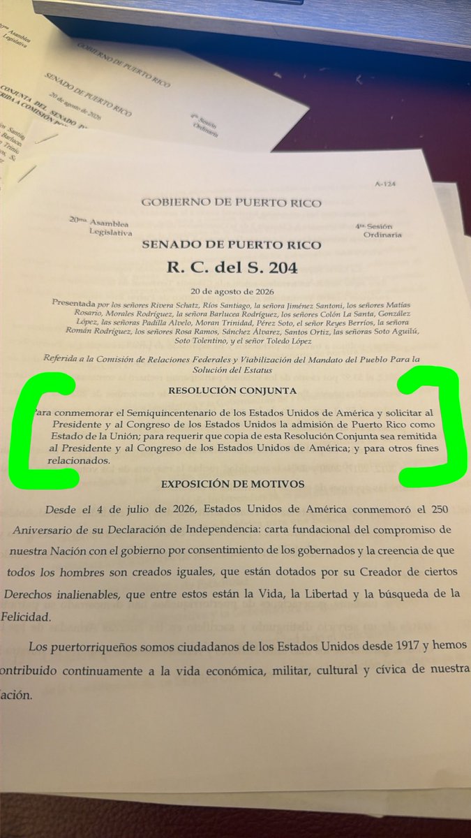 AGONZALEZCOSTA's tweet photo. Una vez más van pedir la estadidad. Esto fue descargado en el Senado. https://t.co/OC7jwIynOy