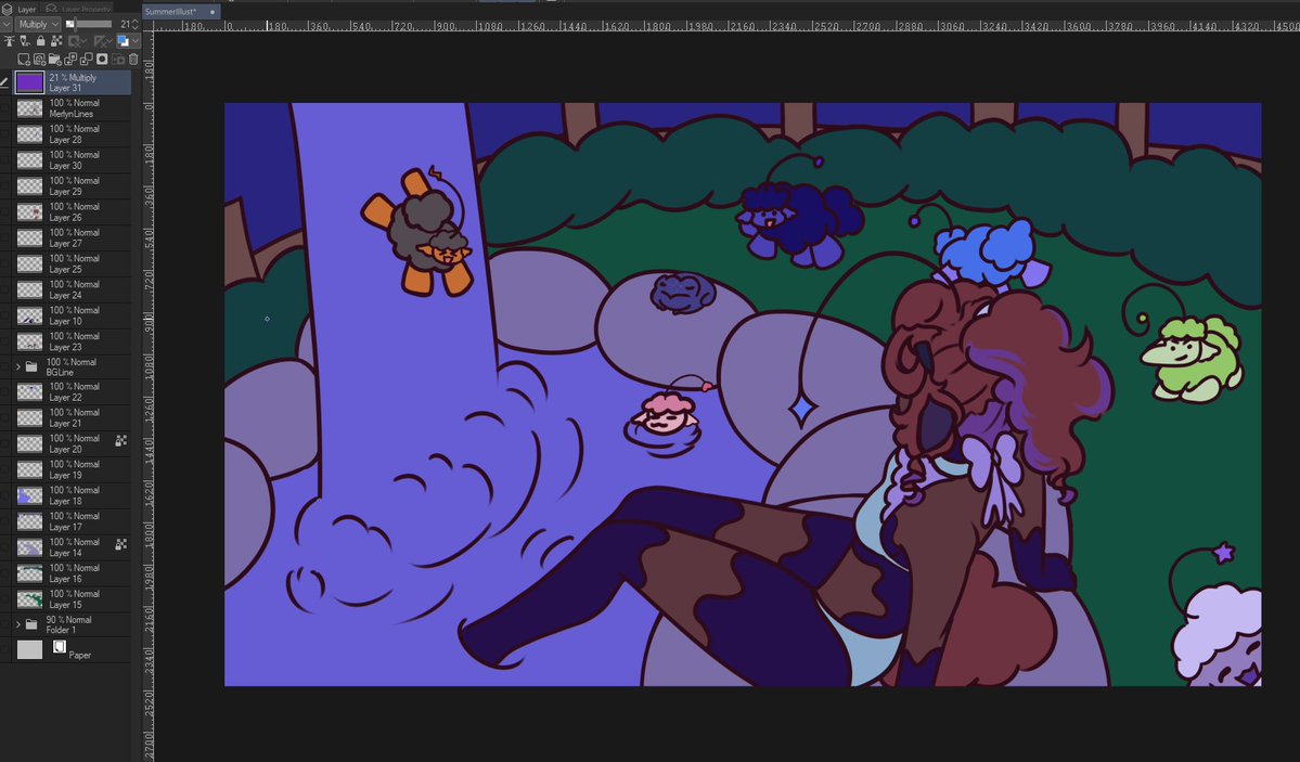 MerlynTira's tweet photo. Art WIP ⋆˙⟡ Summer in the pasture! https://t.co/KwcnnG8wsU