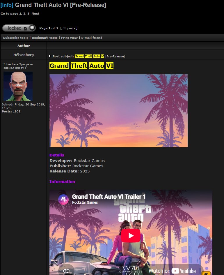 nighttwnty's tweet photo. GTA 6 BUILD HAS NOT BEEN LEAKED !!!
It's a fake edited screenshot from a forum's post that has been closed since dec 2023 https://t.co/CxxhBLYHGq