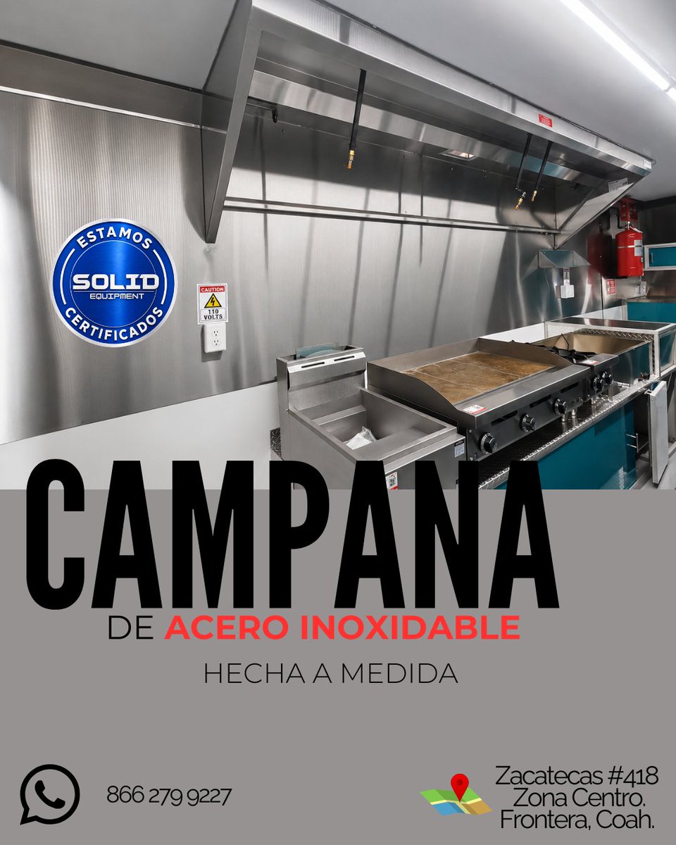 SolidVentas3305's tweet photo. 🔥 ¡EQUIPA TU COCINA CON CALIDAD! 🔥

Fabricamos CAMPANAS DE ACERO INOXIDABLE A LA MEDIDA, diseñadas para adaptarse perfectamente a tu food truck.

📲 Cotiza hoy: 866 279 9227
📍 Zacatecas #418, Zona Centro, Frontera, Coah. https://t.co/wLYGSdHtio