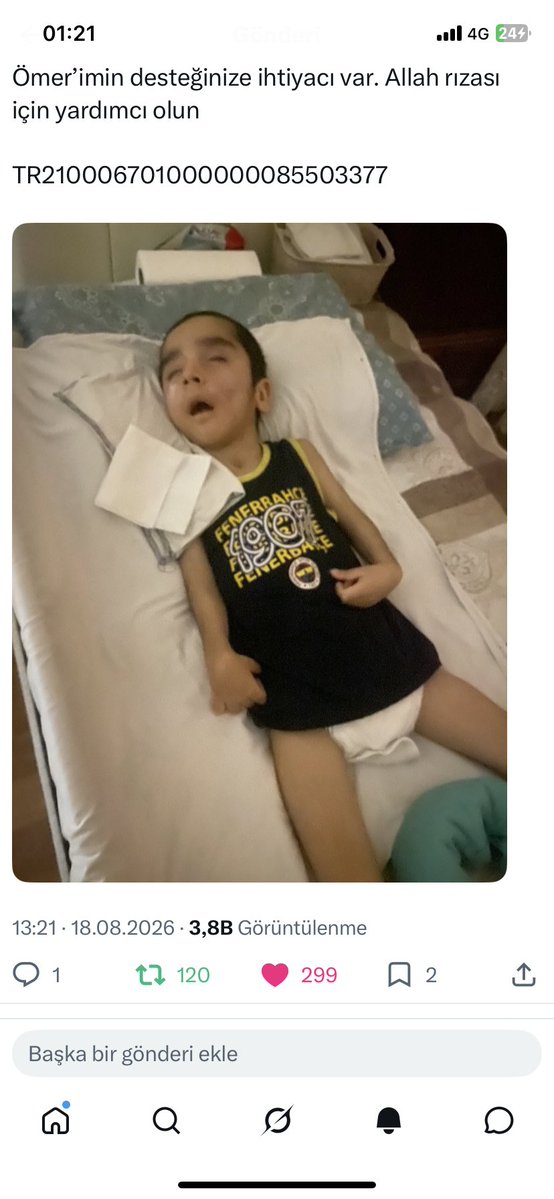fero1535's tweet photo. Ömer günde iki farklı seans evde terapi görüyor görmek zorunda bu terapileri alabilmesi adına desteğinize ihtiyacımız var. Beğeni yapan gören herkesten ricamız Ömer daha rahat nefes alabiliyorken ona sahip çıkmanız.Binlerce kişiyiz başarabiliriz lütfen 
TR210006701000000085503377 https://t.co/0EqR1oqK11