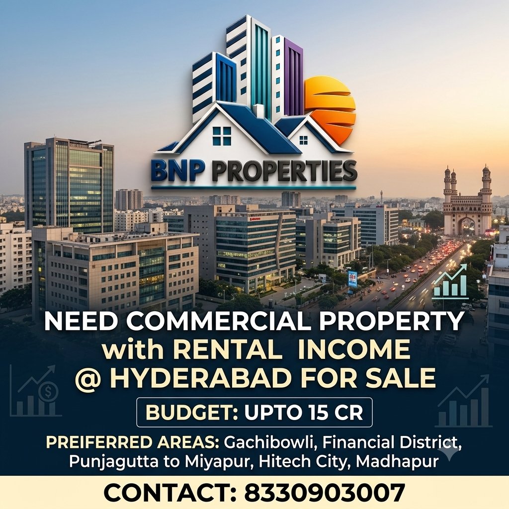 bnpproperties's tweet photo. #HyderabadRealEstate #CommercialProperty #RentalIncome #RealEstateInvestment #Gachibowli #FinancialDistrict #HitechCity #Madhapur #BNPProperties https://t.co/s08z2Fc3ge