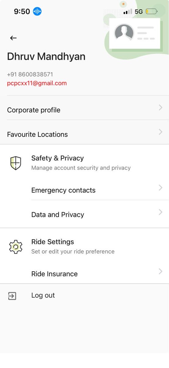 DhruvMandhyan's tweet photo. @bhash Kindly refer the screenshot . My ola app is having wrong email address in-the profile which doesn’t belong to me. 
My ride notifications are going to this email I’d pcpcxx11@gmail.com . Please help in resolving the issue as i am getting no option to change the same. https://t.co/iclRlhI1OU