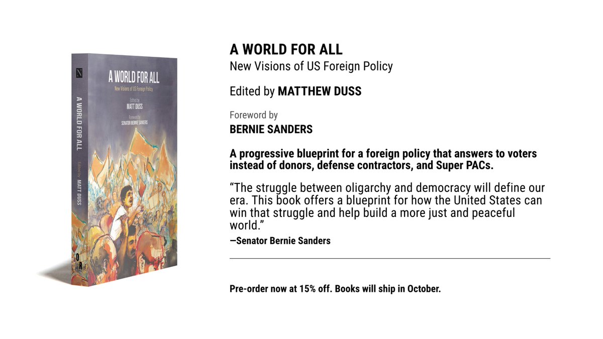 GSPHub's tweet photo. “U.S. dominance over the international system does not protect its interests; on the contrary, it undermines them,” argue Executive Director @AudeDarnal and @CIPolicy President and CEO @NancyGEO in the upcoming book “A World for All: New Visions of US Foreign Policy,” edited by Matt Duss.

Their argument: legacy multilateral institutions like the UN face a crisis of legitimacy that symbolic reform can't fix. Real change means the U.S. and other dominant powers sharing decision-making power with lower-income countries — not fostering a system that only serves the most powerful nations.

Essential reading on the future of American foreign policy and the U.S. role in the world, with the midterms this year and the 2028 election ahead.

For info and to pre-order at 15% off: https://t.co/djVbGmiv7v

#GlobalSouth #Multilateralism #USForeignPolicy