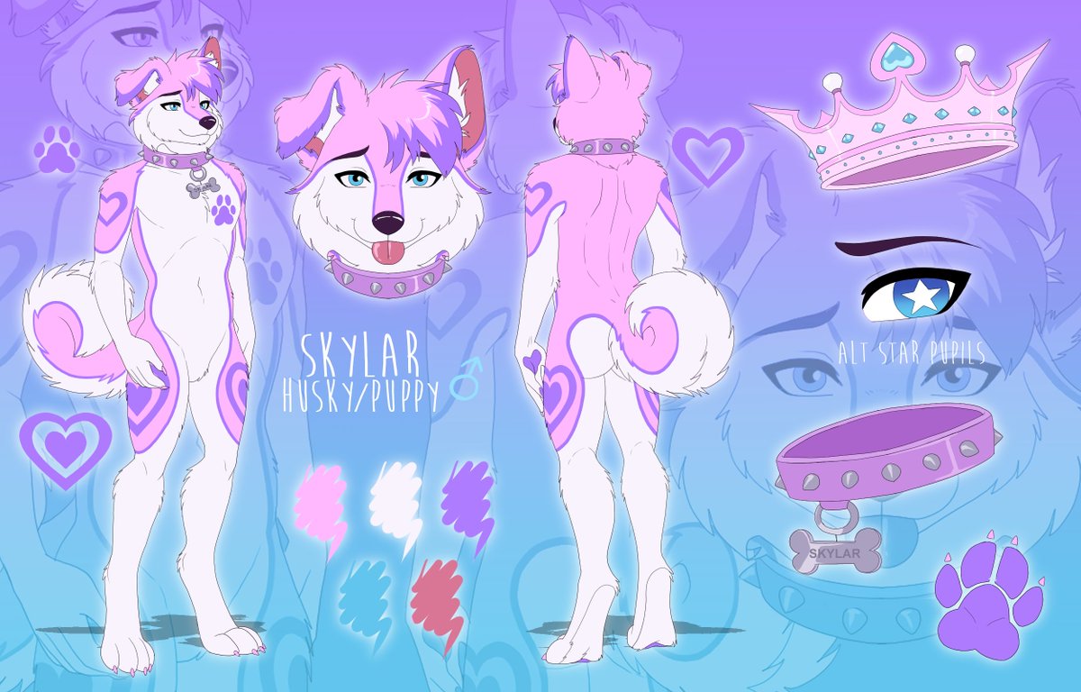 skylarpuppyttv's tweet photo. I am excited to share my new reference sheet.  I hope you all like the new updated Skylar.

🎨@LawkieDoge

#femboy #furry #furryartwork #furryfandom https://t.co/UuTJW1uWwC