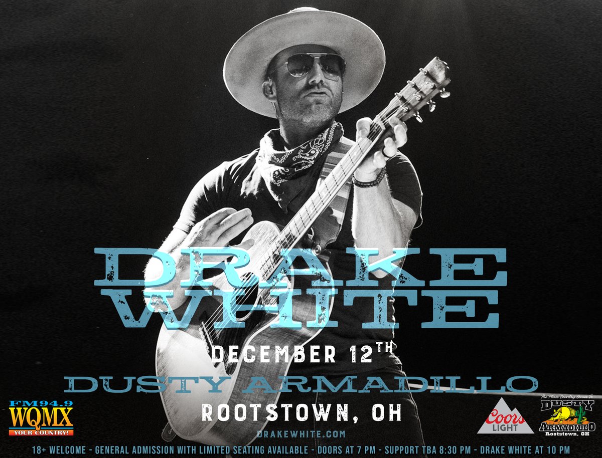 dustyarmadillo's tweet photo. A Dusty favorite is coming back for another fun filled concert! December 12th 2026 Drake White takes the Dusty Armadillo stage!
As Drake says, “Livin’ the dream…” — and we’re ready to do exactly that!
Tickets available at https://t.co/u7QHzsy8KD https://t.co/SpidMLirsR