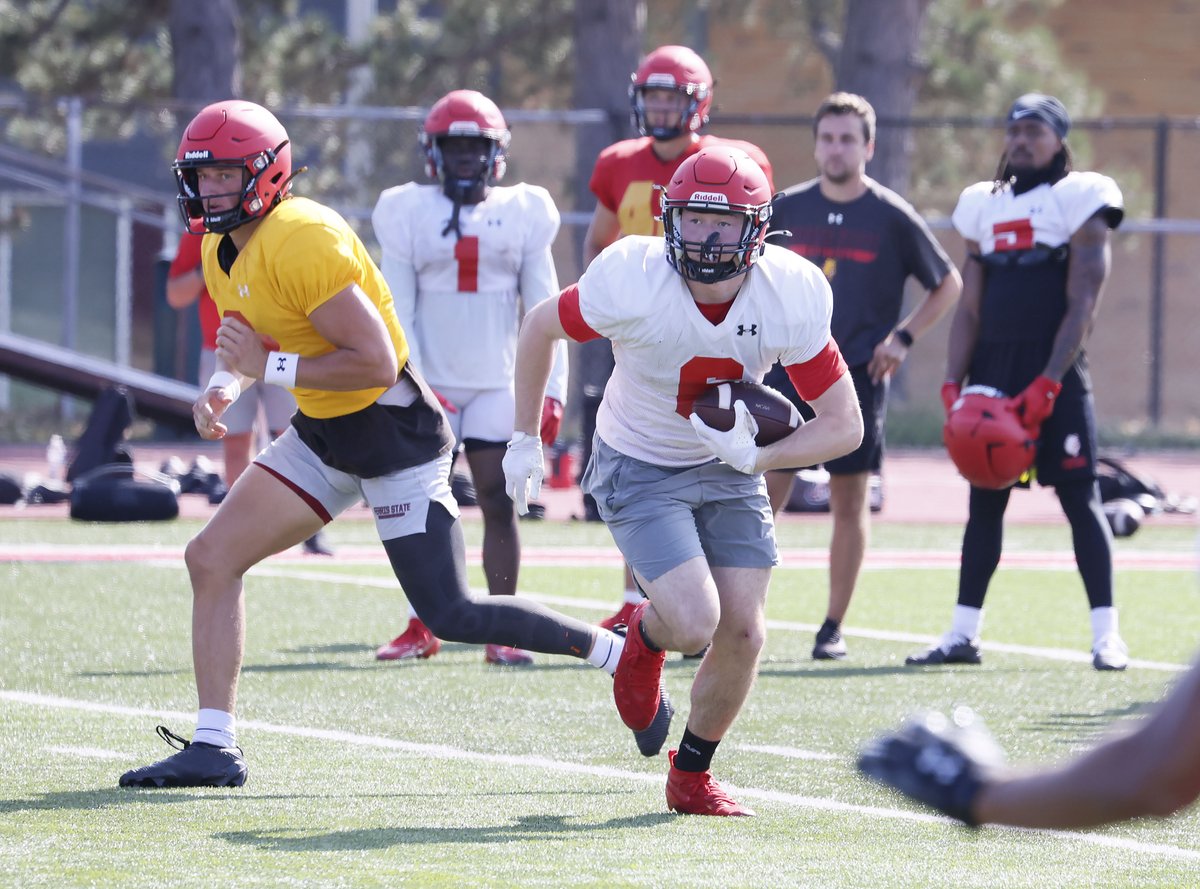 FerrisFootball's tweet photo. PRESEASON CAMP COMPLETE! 🏈🔥

The final preseason practice is in the books! 

The Bulldogs wrapped up its preseason schedule today at Top Taggart Field and now turns its attention to an abbreviated Game Week.

Kickoff is getting closer! 🐶🏈 https://t.co/gOxb9YV3jV