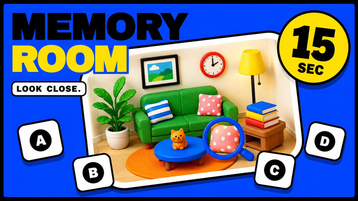 _waela's tweet photo. How much of a room can you actually remember after looking at it for 15 seconds?
Find out with Memory Room
Study a room, answer questions about what was there, then learn about how memory works
This #NetlifyBackToSchool challenge build made me realize how confidently I can remember something completely wrong. π
Day 50 of building in public with @Netlify
https://t.co/DaSQMc62bD