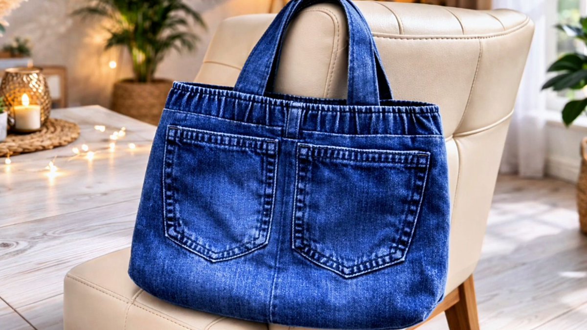 Benb332's tweet photo. [Turn an old denim jacket into a stylish tote bag! No sewing needed, just scissors and a few snips. Waste not, want not ] https://t.co/GlU59XZcDu