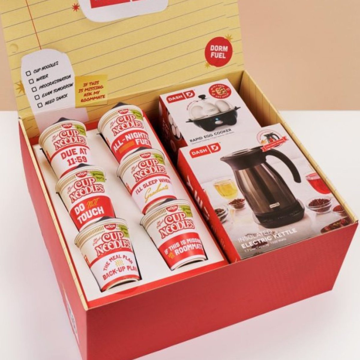 Dexerto's tweet photo. Cup Noodles has launched a $70 dorm room "survival kit" for college students

It includes ramen, an electric kettle and an egg cooker https://t.co/g27UlbHMUc