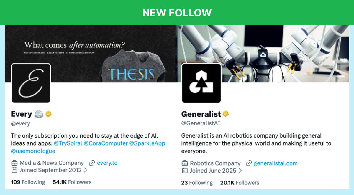 every's tweet photo. 🆕@every has started following @GeneralistAI https://t.co/ybdOX7Zmp3