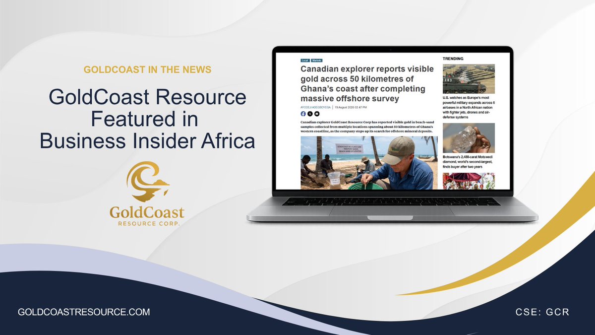 GoldCoast_R's tweet photo. Recent Feature 👀 | GoldCoast Resource Corp. was recently featured in @BusInsiderSSA. Read the article here: https://t.co/VQxZ0Cme3r

CSE: $GCR
#GCR #BusinessInsiderAfrica #Ghana #MiningGhana https://t.co/h3UfRkVXpM