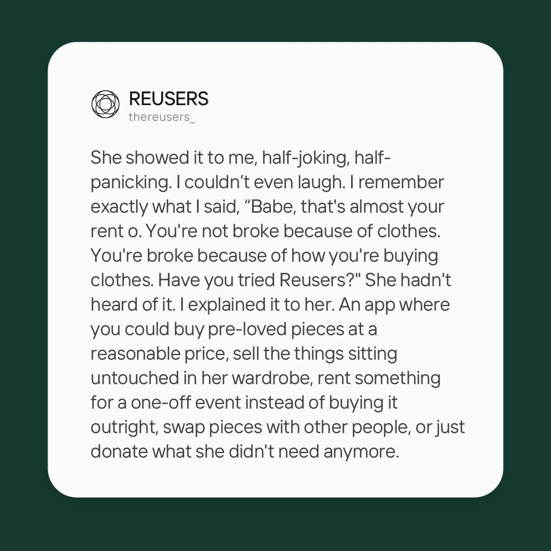 thereusers_'s tweet photo. The math definitely isn’t mathing on fast fashion.🌚
Buy, sell, rent, swap or donate preloved on Reusers today and spend wisely. To download, search ‘Reusers’ on your google play store or App Store. Join the clan today. https://t.co/pzCi5PxqPF