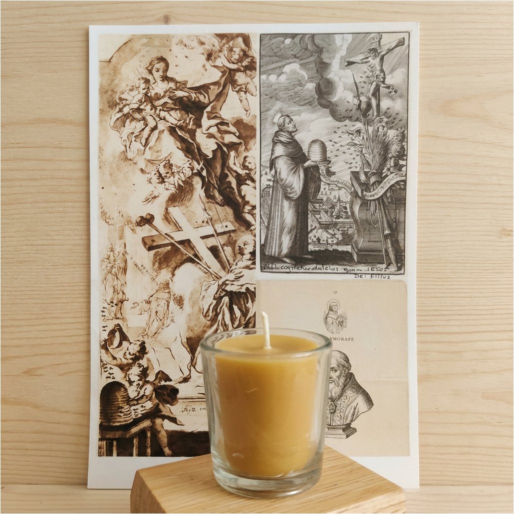 holyfamcandles's tweet photo. Imagine my surprise, realising today's Saint Bernard of Clairvaux is the patron of bees, beekeepers, wax melters, wax refiners (that's me!) and candlemakers (me again).... https://t.co/UbbDmYGFlb