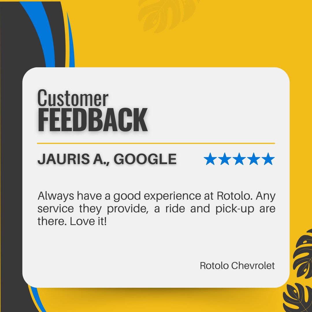 RotoloChevyCa's tweet photo. Thank you for your wonderful review, Jauris! We're thrilled to hear that Mitchell provided you with exceptional service at Rotolo Chevrolet. We appreciate your kind words and look forward to seeing you again soon! https://t.co/RrVNiCuYtx