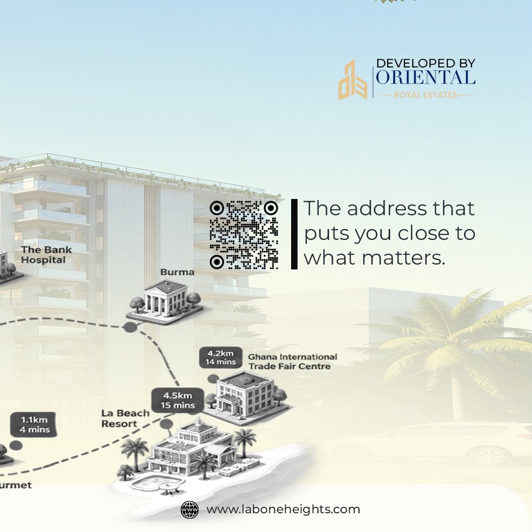 orientalroyal's tweet photo. From the airport and leading hospitals to premium hotels, schools, business districts, the beach and key landmarks across Accra, Labone Heights is the address that puts you in close to what matters.
Swipe through the map and discover what’s around you.
Live at Labone Heights. https://t.co/iHESmzTDw8