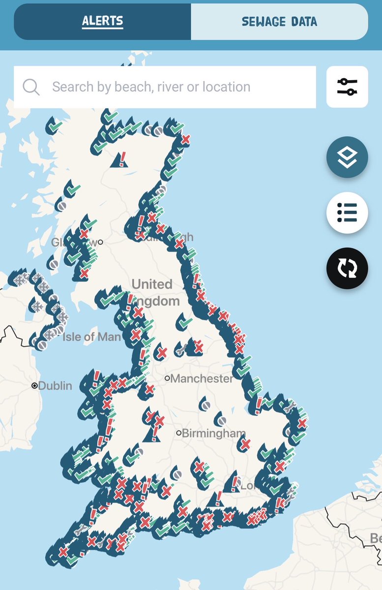 globalhlthtwit's tweet photo. At the first drop of rain around the UK coast, the water companies use it as an excuse for ..er…belching sewage into our beaches. Yorkshire Water can be seen polluting all the major tourist beaches in East Yorkshire. (Red crosses) Should ensure the executives get nice bonuses. https://t.co/BwERv0Ez2w