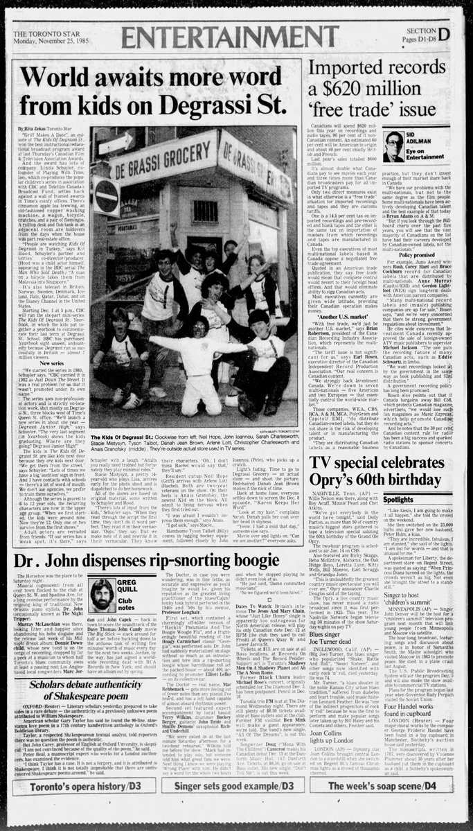 DegrassiVault's tweet photo. In 1985, The Toronto Star captured Degrassi at a turning point: Kids of Degrassi St. was winding down, while Linda Schuyler teased a new series — Degrassi Junior High. 📰

https://t.co/rbnWgN79ys https://t.co/BnlYsDnkeG