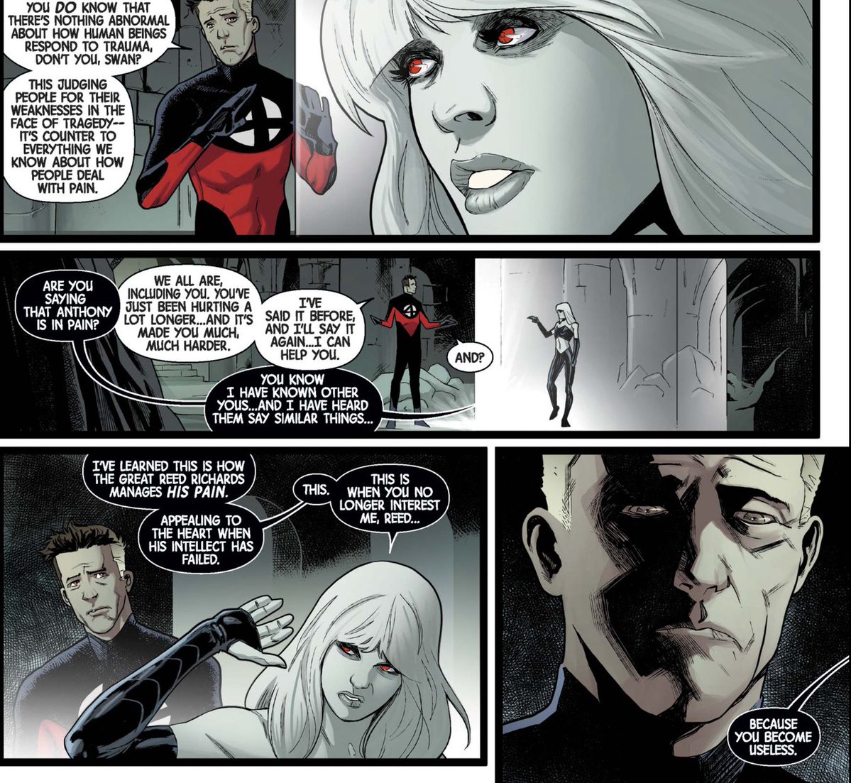 616stretcho's tweet photo. “I’ve learned this is how the great Reed Richards manages his pain. Appealing to the heart when his intellect has failed.”

New Avengers (2013) #19 https://t.co/22kkqyXg0U