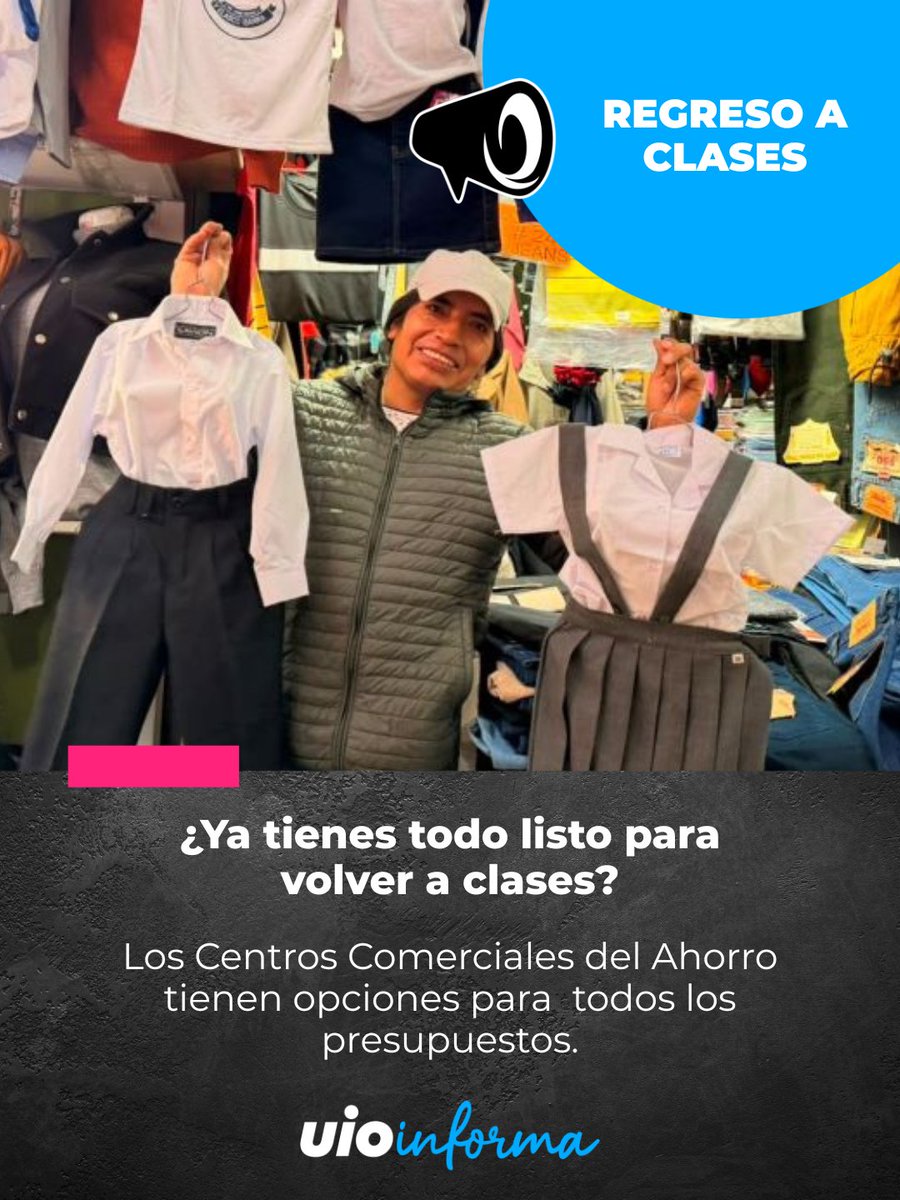QuitoInforma's tweet photo. 🎒📚 #RegresoAClases | En Chiriyacu hay mochilas, loncheras y cartucheras desde USD 10, además de promociones en uniformes y calzado.
👉 Conoce las opciones para este regreso a clases. https://t.co/tT7rRobENX
#QuitoComercio #CentrosComercialesDelAhorro https://t.co/OemmlezIal