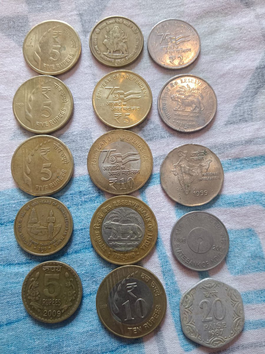 sarkar32150's tweet photo. My small Indian coin collection 🪙
From 20 Paise 1987 to 75th Independence coins.
Every coin tells a story of India.

#CoinCollection #IndianCoins #Numismatics #RBI #CommemorativeCoins #History #India #CoinLovers https://t.co/Fv3V73aVCg