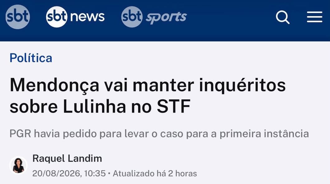juliovschneider's tweet photo. Ótimo. Assim o Lulinha finalmente terá a oportunidade de provar, sem demora, toda essa inocência que tanto dizem que ele tem. https://t.co/YDXc6rH8Bi