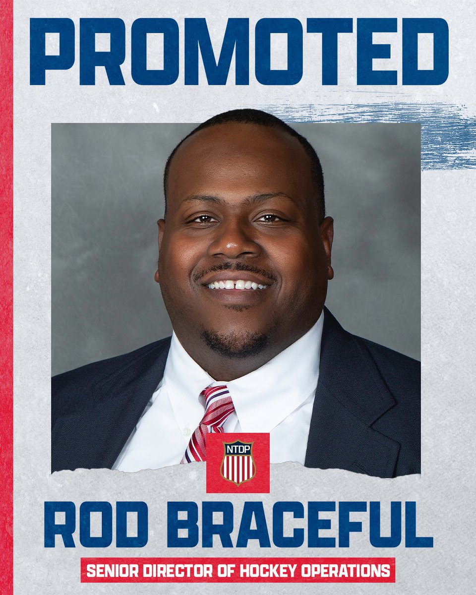 USAHockeyNTDP's tweet photo. A pair of promotions for two key members of the NTDP‼️

Rod Braceful has been promoted to Senior Director of Hockey Operations, and Andrew Whiteside has been named Director of Player Personnel 🇺🇸

RELEASE: https://t.co/XkkAoKymaU https://t.co/L5TEXZs5GQ