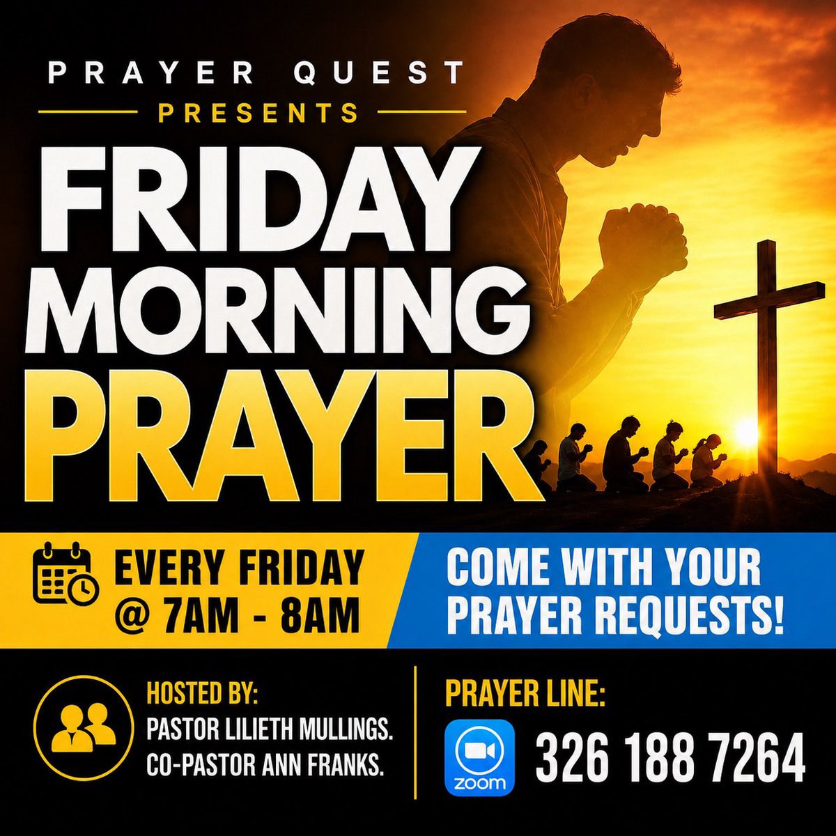 StAPentecostal's tweet photo. Rise &amp; pray with us tomorrow morning 🙏🔥

Join our Friday Morning Prayer as we seek God together and lift up every need.

🗓 Tomorrow
⏰ 7AM – 8AM
📍 Online (Zoom)
📞 Prayer Line: 326 188 7264

🔗 https://t.co/m1ChU4YNgU

#FridayMorningPrayer #PrayerChangesThings https://t.co/2vatHdHerN